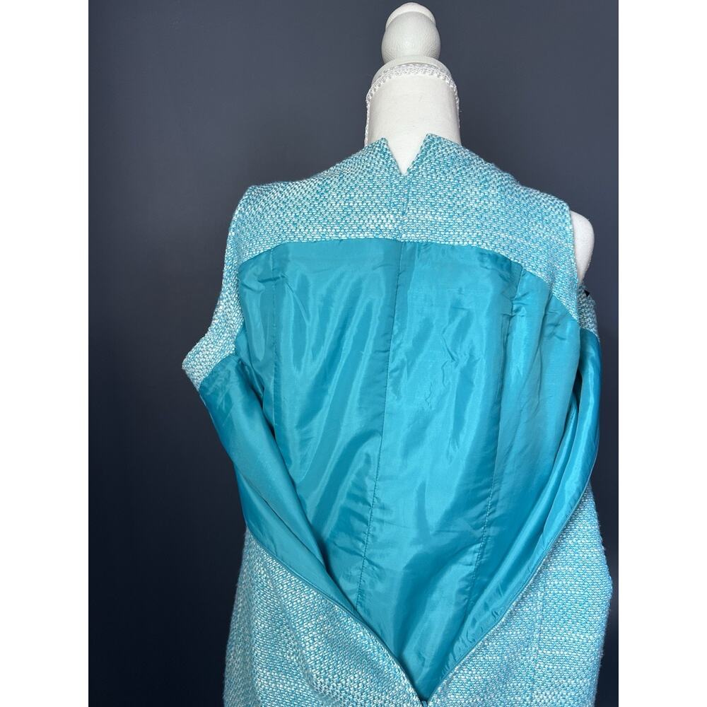 Talbots Sleeveless Dress Teal Tweed Summer Spring Coastal Preppy Classic 12P - Picture 11 of 13